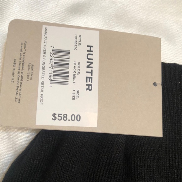 Hunter Branded Striped Cuffed Beanie Hat Color Black Multi One Size NWT - Picture 5 of 14